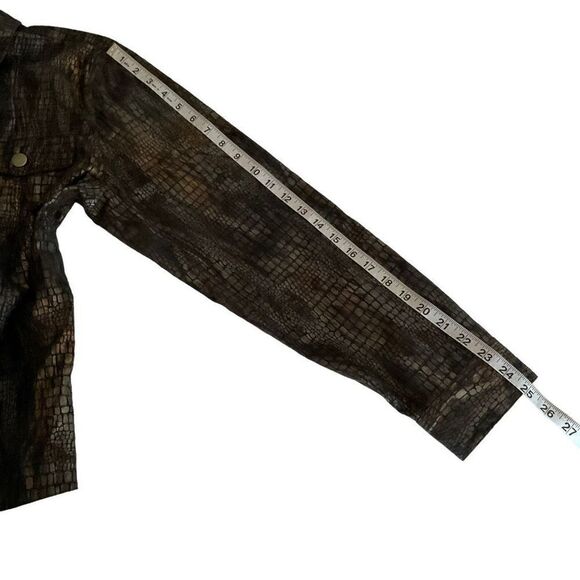 Birch Hill Jacket Iridescent Alligator Brocade Blue Gold Brown Button Down Large - Picture 9 of 12